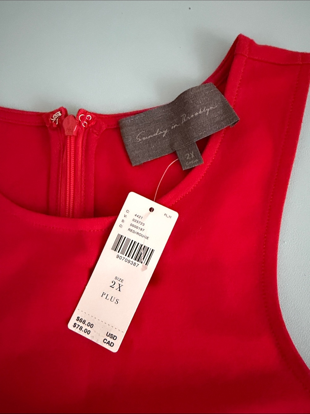 Anthropologie Red Colorblock Zipper Tank Top Plus Size 2X NWT Women - Picture 5 of 8